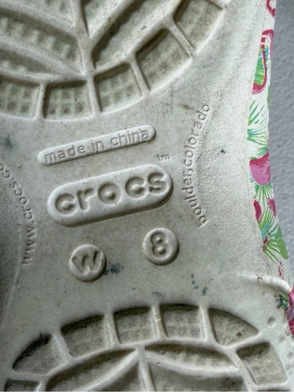 Crocs Flamingo Print Clogs - White/Pink W8